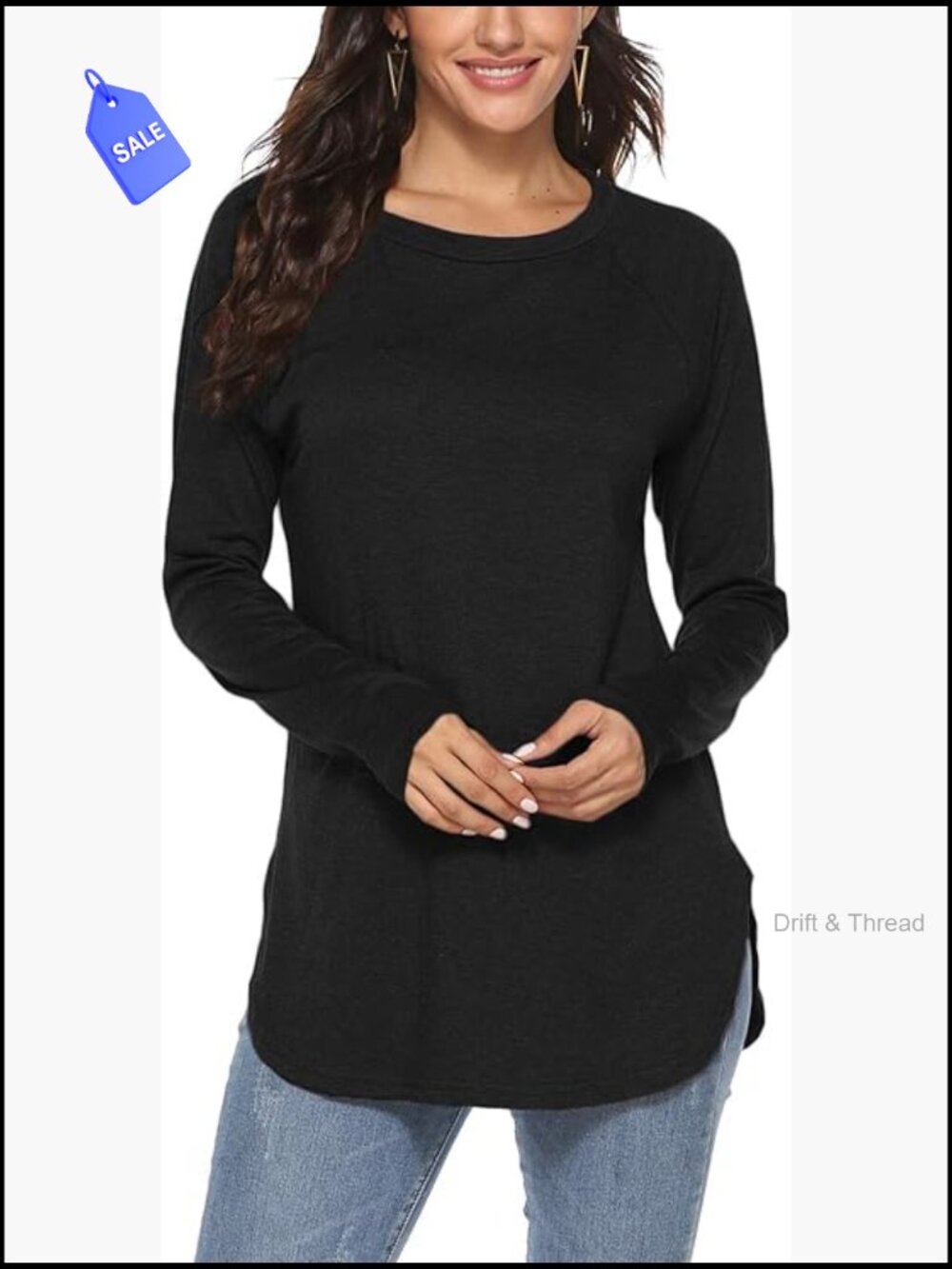 Long Sleeve Batwing Tunic Top Loose Fit Rayon Blend Stretchy Casual Wear